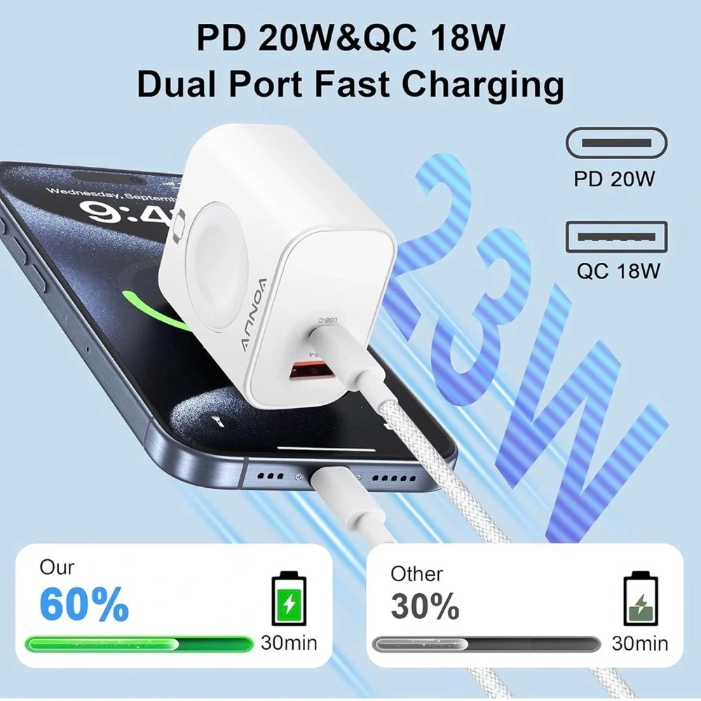 Black Smartwatch Charger with USB-C Adapter